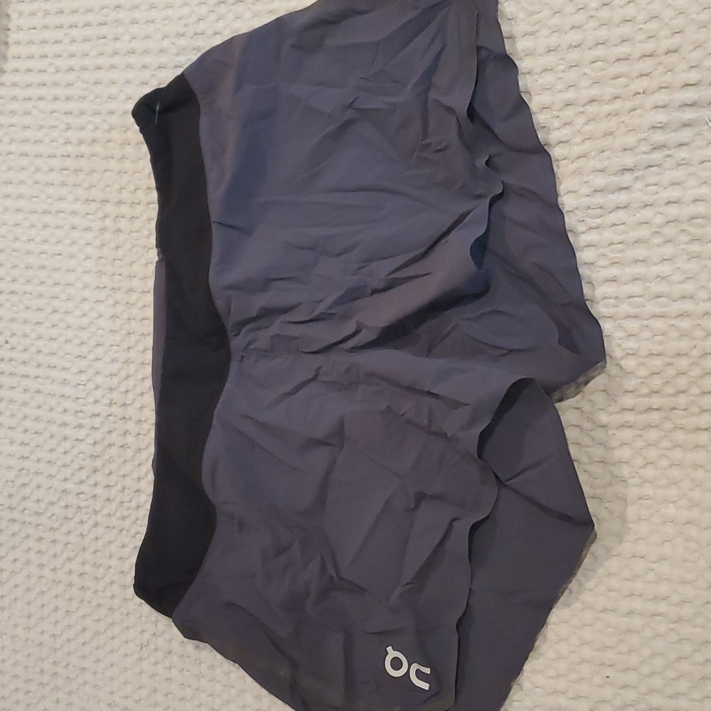 On Running Women's Slate Gray Athletic Shorts with Black Waistband